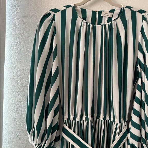 NWOT AYR The Who's She Green Regatta Stripe Pleated Midi Dress Size Xs - Picture 4 of 14